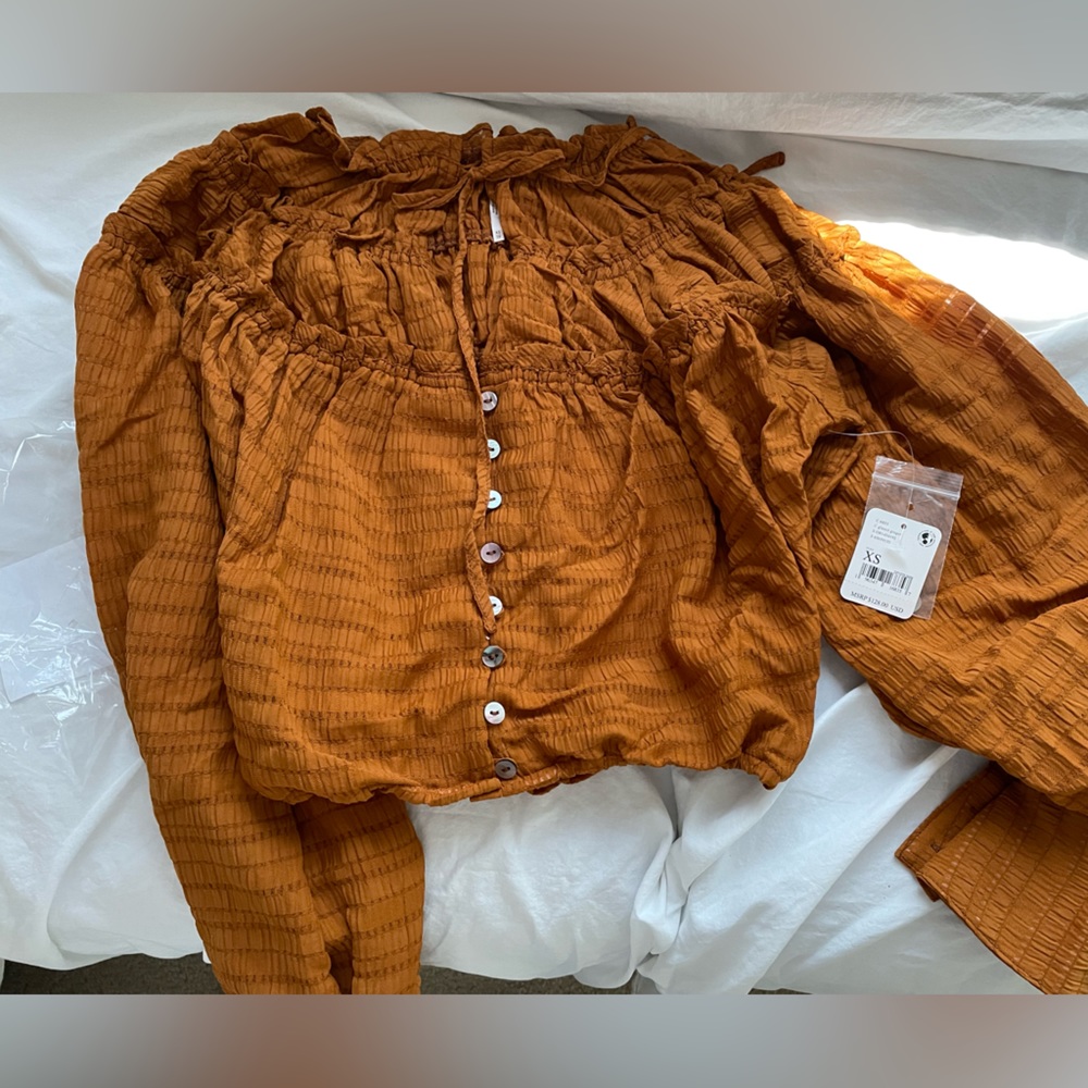 NWT Free People Top size XS beautiful ginger / pumpkin spice color - Picture 4 of 6
